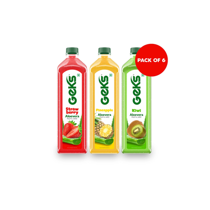 1 Litre Juice Combo Pack – Pack of 6 (2 Pineapple, 2 Strawberry, 2 Kiwi)