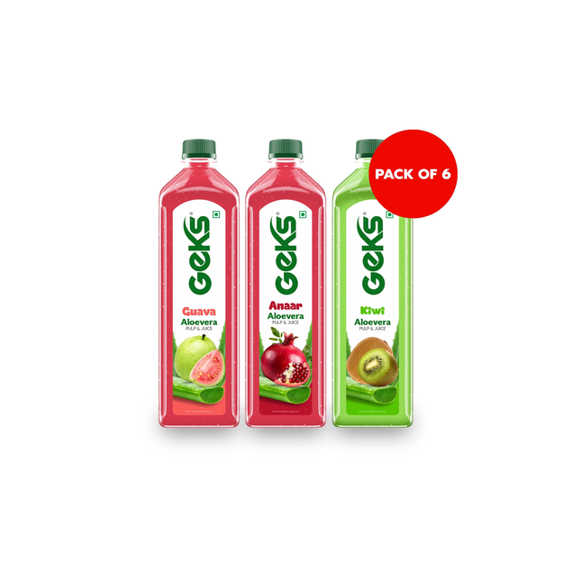 1 Litre Juice Combo – Pack of 6  (2 Anaar + 2 Guava + 2 Kiwi)