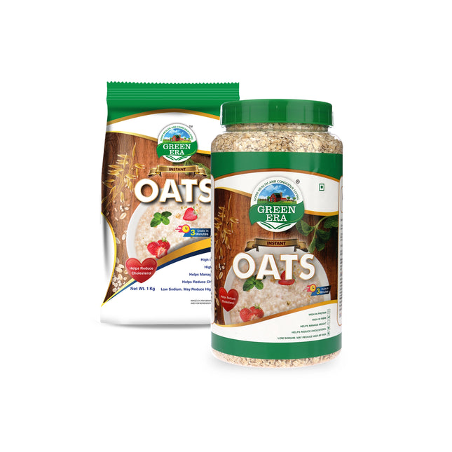 Premium Plain Oats Combo – 1 kg Jar + 1 kg Pouch
