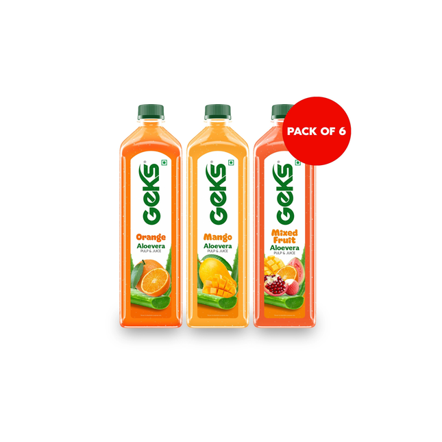 1 Litre Juice Combo – Pack of 6  (2 Mango + 2 Mixed Fruit + 2 Orange)