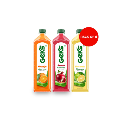 1 Litre Juice Combo Pack – Pack of 6 (2 Orange, 2 Mosambi, 2 Anaar)